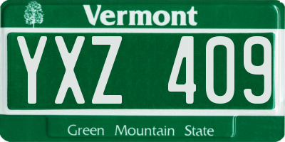 VT license plate YXZ409
