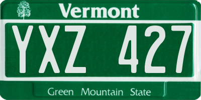 VT license plate YXZ427
