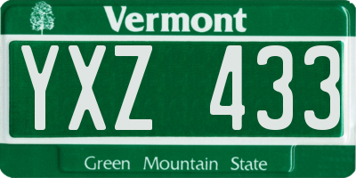 VT license plate YXZ433