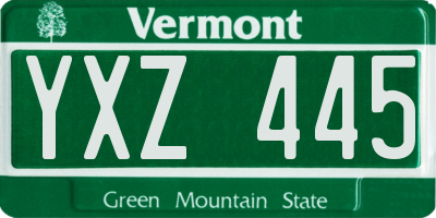 VT license plate YXZ445