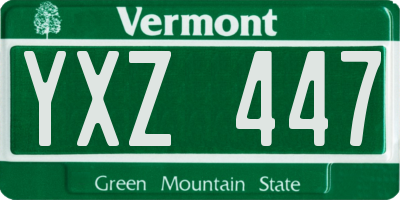 VT license plate YXZ447