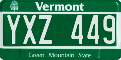 VT license plate YXZ449