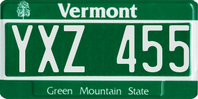VT license plate YXZ455