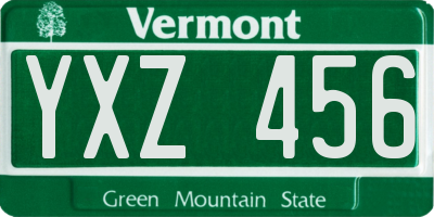 VT license plate YXZ456