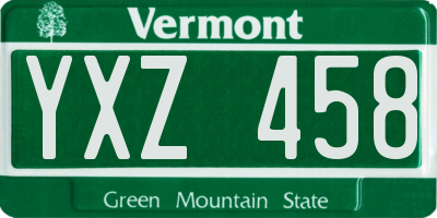 VT license plate YXZ458