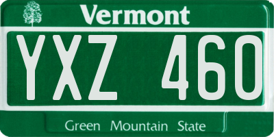 VT license plate YXZ460