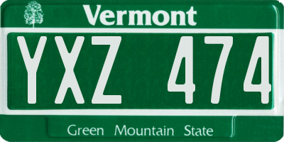 VT license plate YXZ474