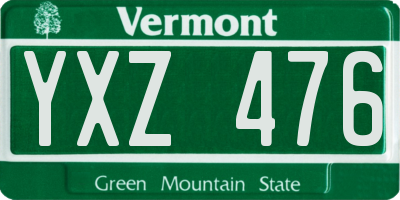 VT license plate YXZ476