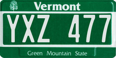 VT license plate YXZ477