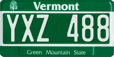 VT license plate YXZ488