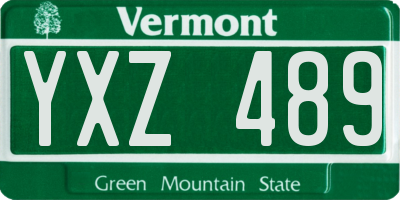 VT license plate YXZ489