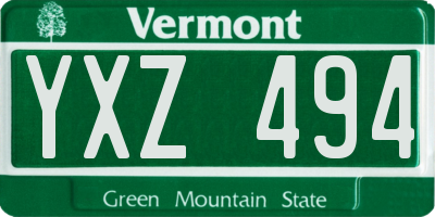 VT license plate YXZ494