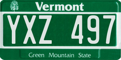 VT license plate YXZ497