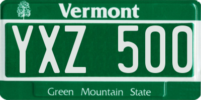 VT license plate YXZ500