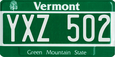 VT license plate YXZ502