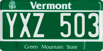 VT license plate YXZ503