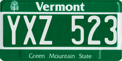 VT license plate YXZ523