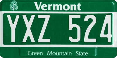 VT license plate YXZ524