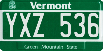 VT license plate YXZ536