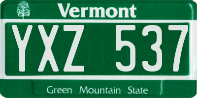 VT license plate YXZ537