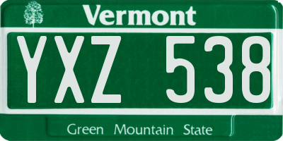 VT license plate YXZ538