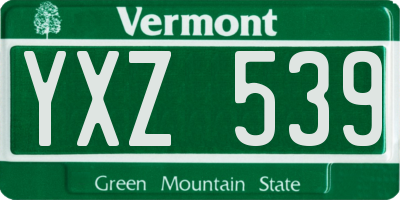 VT license plate YXZ539