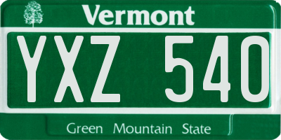 VT license plate YXZ540