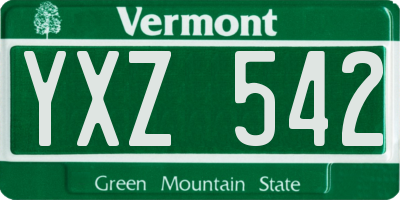 VT license plate YXZ542