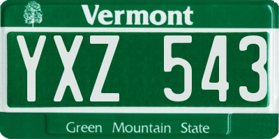 VT license plate YXZ543