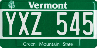 VT license plate YXZ545