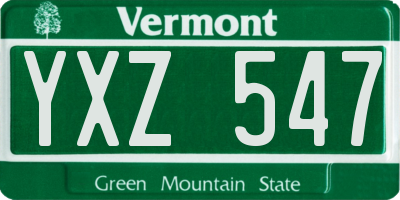 VT license plate YXZ547