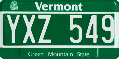 VT license plate YXZ549