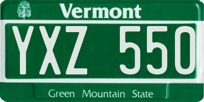 VT license plate YXZ550