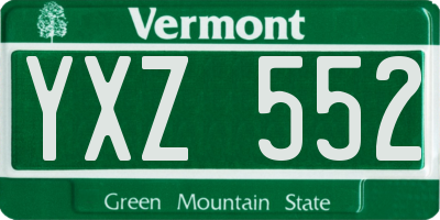VT license plate YXZ552