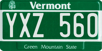 VT license plate YXZ560