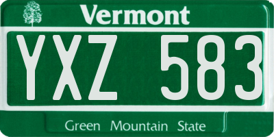 VT license plate YXZ583