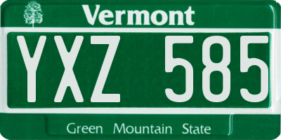 VT license plate YXZ585