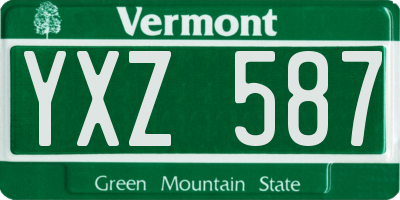 VT license plate YXZ587