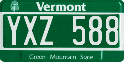 VT license plate YXZ588