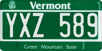 VT license plate YXZ589