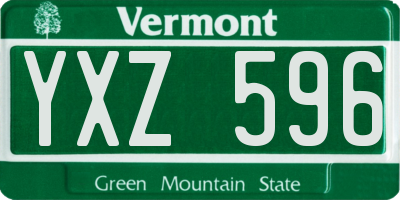 VT license plate YXZ596