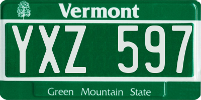 VT license plate YXZ597