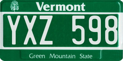 VT license plate YXZ598
