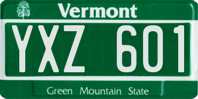 VT license plate YXZ601