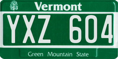 VT license plate YXZ604