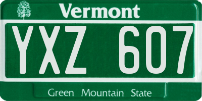 VT license plate YXZ607