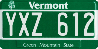 VT license plate YXZ612