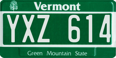 VT license plate YXZ614