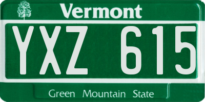 VT license plate YXZ615