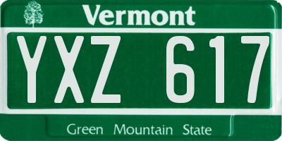 VT license plate YXZ617